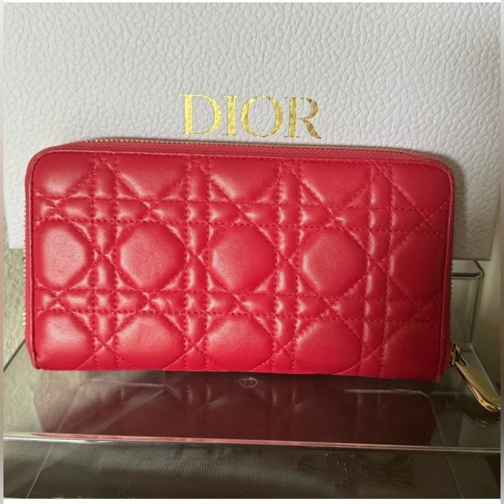 Christian Dior Fuchsia Long Zip Wallet With Charms